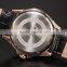 Stainless Steel lack Dial Analog Date Leather Strap Quartz Men Watch