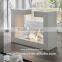 Custom sized corian made indoor fireplace