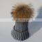 Children Hat Kids Hat Children Winter Raccoon Fur Hats 100% Real 15cm Fur Pompom Beanies Cap Natural Fur Hat For Kids Children
