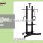 Adjustable in height metal plasma TV trolley with casters