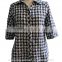 Check Plaid with Flower Print Soft Point Collar and Box Pleated Back Yoke Button Down Cotton Ladies Shirt Blouse Top