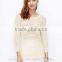 Slim Fit Sequins o Neck Long Sleeve Wool Woman Sweater