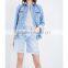 2017 hot sale OEM fashion style high-rise cotton boyfriend blue denim jeans shorts