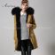 Unique long OEM style coat , black real raccoon collar fur collar,light yellow sheep liner for Parka
