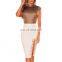 2017 NEW IN Gold Runway Contrast Lace Up Buit Up Neck Short Sleeve Dress
