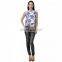 Latest Floral Print White And Blue Colour Crop Top for girls