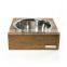 Wooden with Stainless Steel bowls for pets