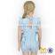 Stylish Infant Toddler Girl blue Stripe Seersucker Smocked Baby Bubble rompers