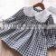 New 2 colors doll collar plaid dress girls skirt kids