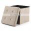 Customized Milk Tea Color!room Furniture Velvet Folding Storage Pouf Stool Ottoman With Sparking Crystal