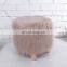 Manufacturer custom modern fabric round faux fur ottomans stool