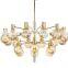 Modern glass Globe gold plated metal Chandelier Pendant Light