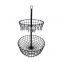 High Quality Wire With Coating 2 Tier Metal Fruit Basket Detachable Kitchen Storage Baskets