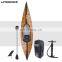Manufacturer Supply Wooden Grain Kayak Drop Stitch Kayak 2 Bungee System without Tube for Sea Fishing