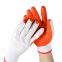 White cotton working gloves with green coated rubber Hand Safety Gloves