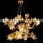 Wholesale Hotel Restaurant Bar Decorative Unique Gold Maple Leaf Glass Chandeliers Lighting