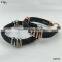 Custom Genuine Stingray/Python Leather Bracelet High Quality Two Hand-Wrapped Leather Cord with Stainless Steel Clasp