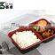 Black red 2 compartment Food grade eco-friendly disposable plastic bento box