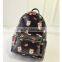Women Retro Vintage Ladies backpack bags pu leather lucky cats