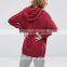 wholesale hoodies dropped shoulder long sleeve plain red oversized pullover hoodies for women