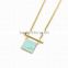 Fashion Design Square Turquoise Stone Wide Long Chain Necklace Choker For Unisex