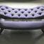 European country style tufted fabric upholstered wooden ottoman stool