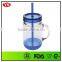 Double walled plastic Lemonade mason jars with straw 20 oz