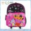 2015 3D Girl Kid backpack with trolley for back to school
