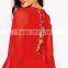 Red chiffon long sleeve tie back A-line mini casual dress