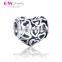 T022A Antique Silver Hollow Love Hearts Floating Charm
