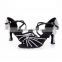 OL gorgeous diamond shoes with black satin crossed ankle strap luxurious ballroom dance shoes