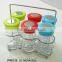 6pcs glass spice jar with metal rack