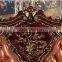 European Royal Brown Wooden Hand Carved Bed With Leather Headboard(MOQ=1 SET)