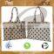 jute cotton polka dot print Reversible tote bag for shopping