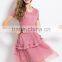 New style crumple shell 3d flower splicing dresses for woman