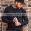Men's Slim Fit Long Sleeve T-Shirt Soft Black 96% Cotton 4% Elastane Longline Curved Hem T Shirt Muscle Bodybuilding Gym T Shirt