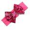 Baby girls elastic hair sequin bows shiny large bow headband headwraps bands for hair