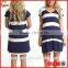 Blue White Stripe Print Maternity Dresses Wear for Pregnant 2015