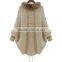 Hot sales type Woman Knit Jacket with raccoon fur collar/ lady cloak joker knitted coat with fake fur collar