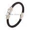 Hot Selling Leather Men Skull Bracelet Magnetic buckle Twin Skeleton Charm Bracelet