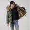 Stripe popular winter Long style Faux fur jacket with real raccoon fur hood