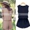 T-JP009 Chiffon Cut Back Out Tight Waist Mini Length Women Jumpsuits