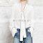 Hot White Loose Shirts Fashion Neckline Tie Casual Women Blouses