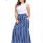 High Waist Tie or Elastic Tie Vertical Stripe Skirt