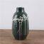 Dark Green Hand Carve Irregular Line Creative Ceramic Flower Vase Pot For Plant Decor