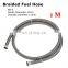 1-3m Universal Oil Line Hose Stainless Steel Braided PTFE Brake Fuel Hose Pipe Oil Cooler Tubing Silver black for Fuel Supply