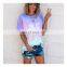 Loose Casual Women Gradient Color Print Tshirt Short Sleeve Summer 2020 New Fashion Tie-Dye T-Shirts Print Short T-Shirts Plus