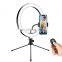 Dimmable Round Base Led Ring Light Hoop Portable Folding Selfie Phone Stand Telescopic Selfie Led Ring Lamp