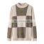 Factory Wholesale Custom Design Women's Winter Thick Pullover Knitted Crew Neck Cashmere Sweater Embroidery Plaid Casual