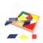Wholesale Educational Kids Wooden Colored Tangram Jigsaw puzzle toys